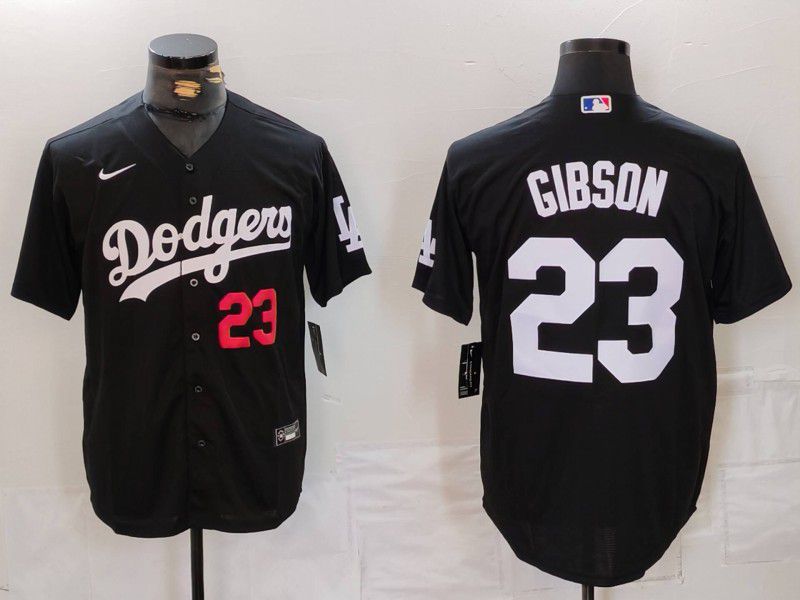 Men Los Angeles Dodgers #23 Gibson Black Nike Game 2024 MLB Jersey style 3->los angeles dodgers->MLB Jersey